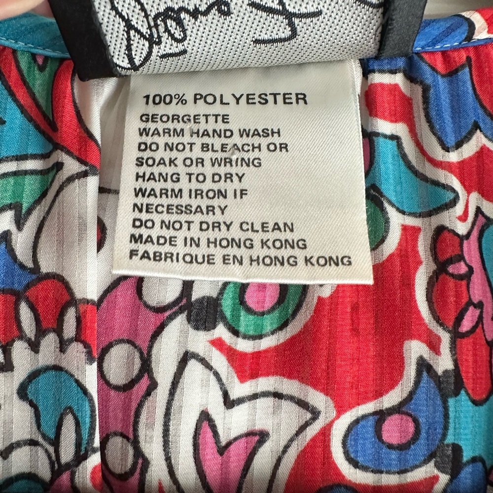 Vintage Diane Freis Floral and Polka Dot Ruffle Georgette Dress size Medium - Picture 4 of 7